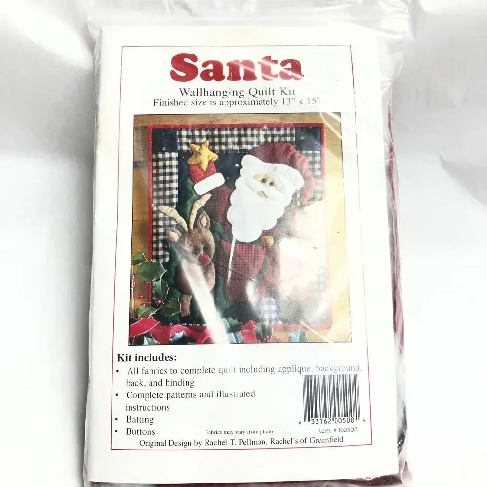 Vintage 2000 Santa 13 x 15 Wallhanging Quilt Fabric Kit